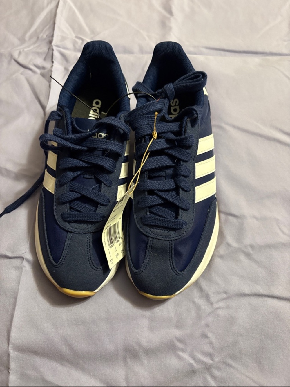 adidas Navy and White Classic Three-Stripe Sneakers